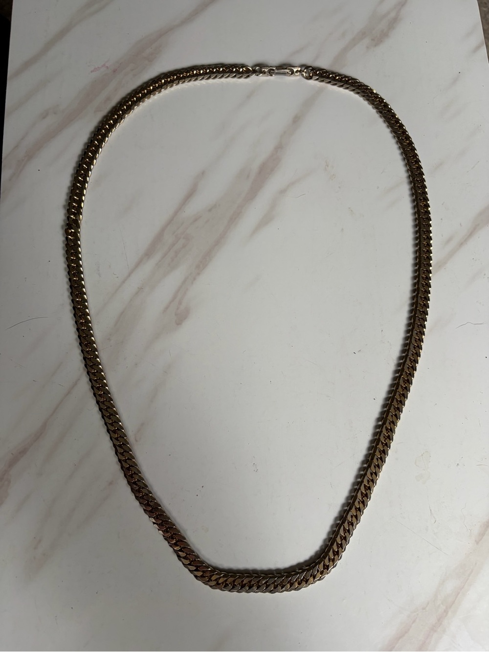 2/$35 Gold-Tone Flat Curb Chain Necklace - Classic Link Design